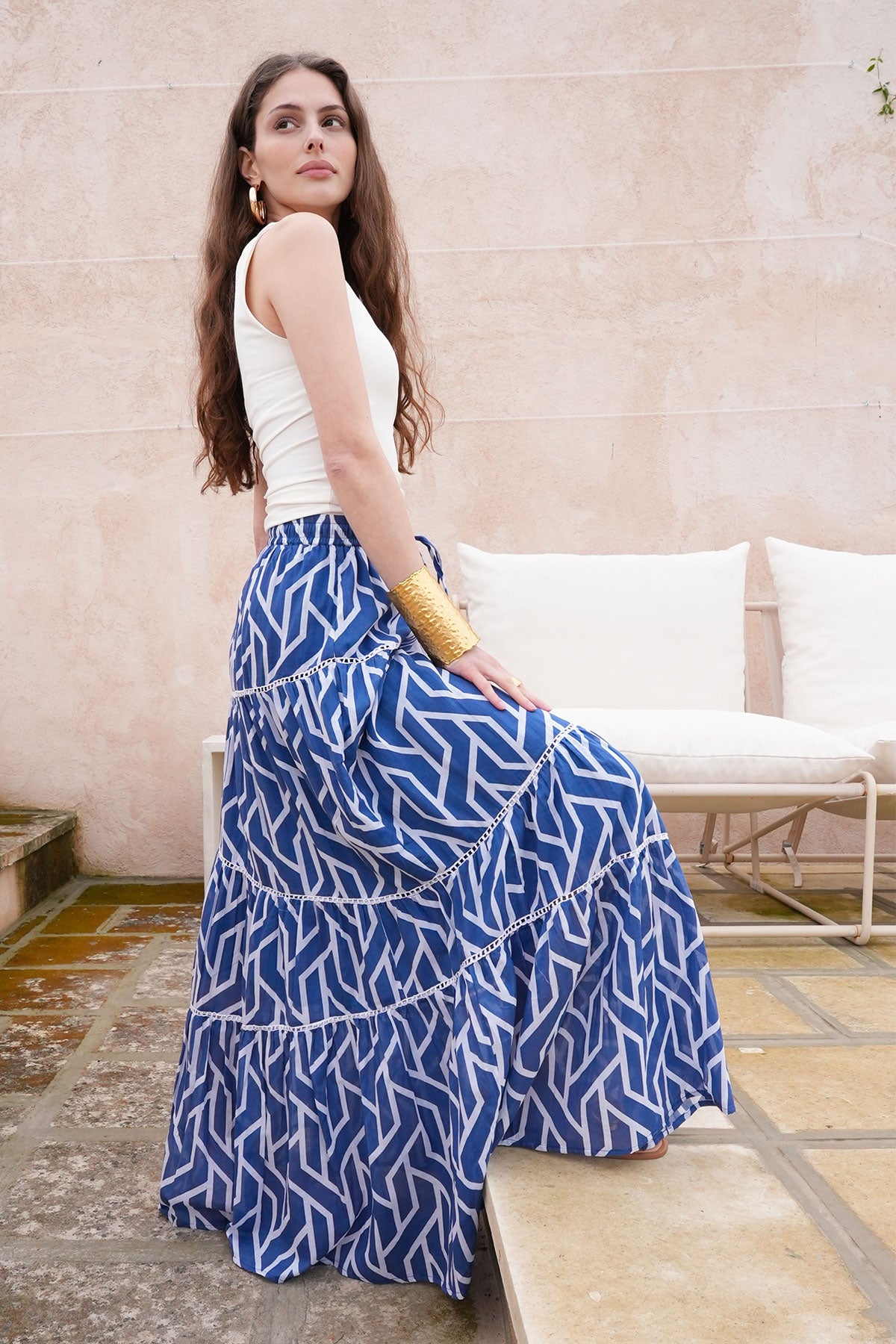 Boheme Maxi Skirt Blue