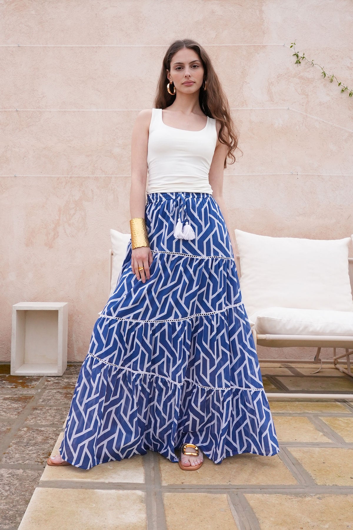 Boheme Maxi Skirt Blue