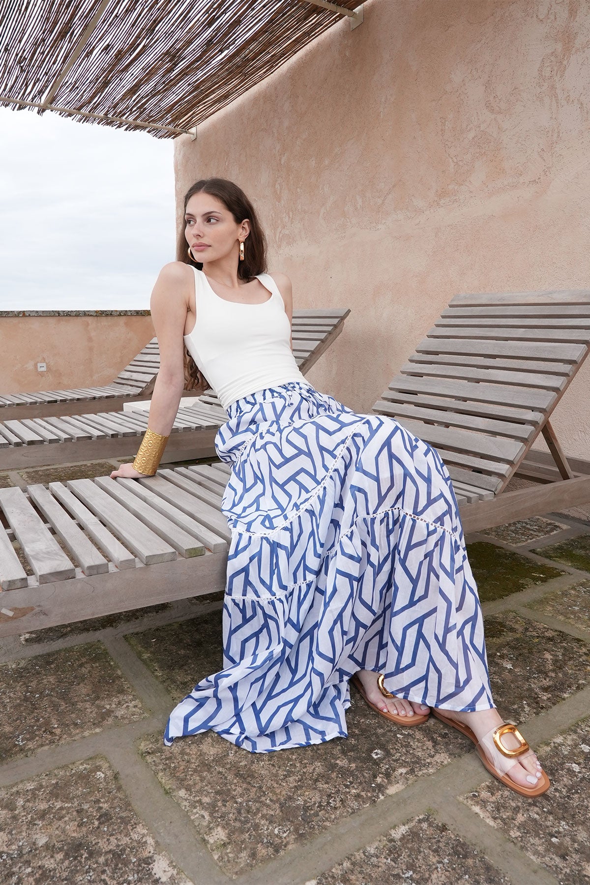 Boheme Maxi Skirt White