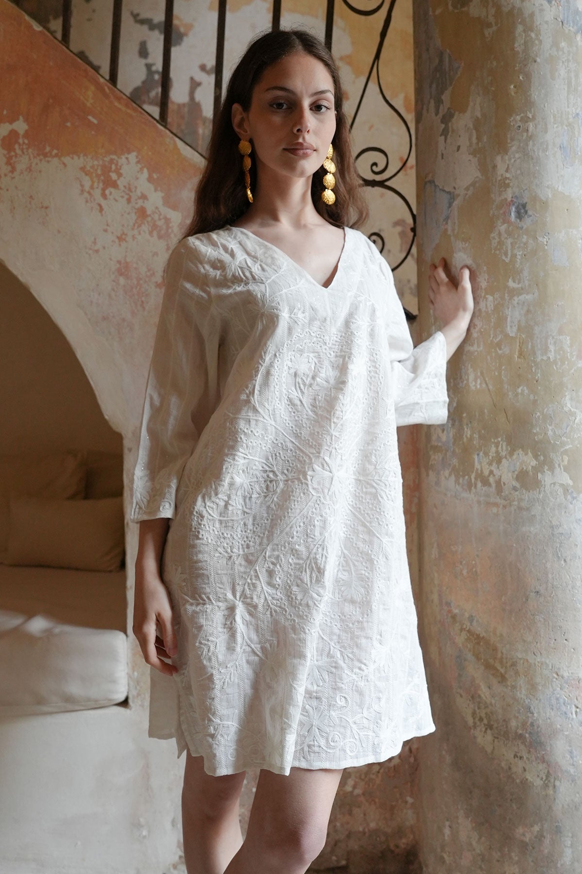 chinese dress ladies Linen Tunic Dress 120% LINO - Shop Online at BEIGE