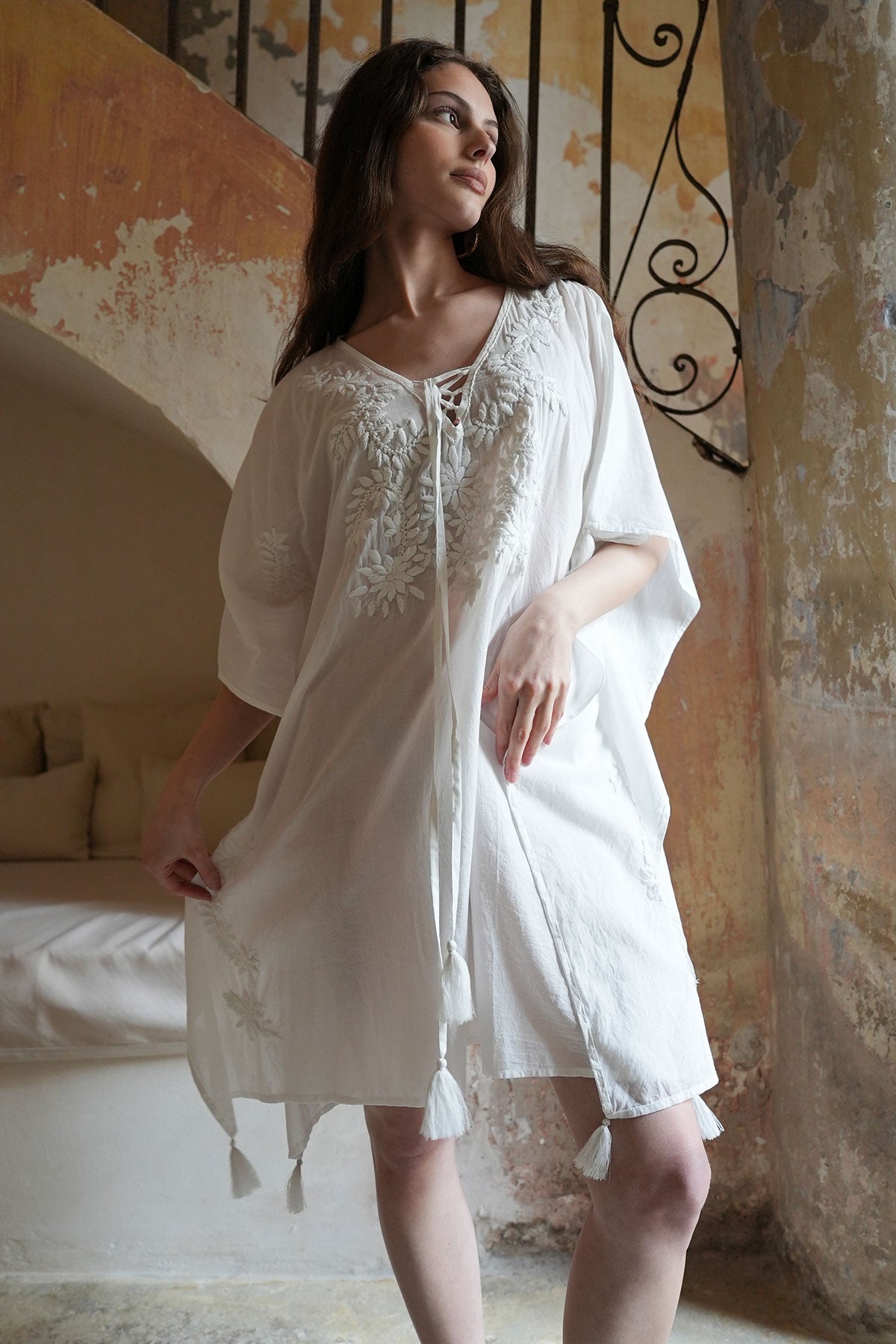 Mystic Embroidered Kaftan White