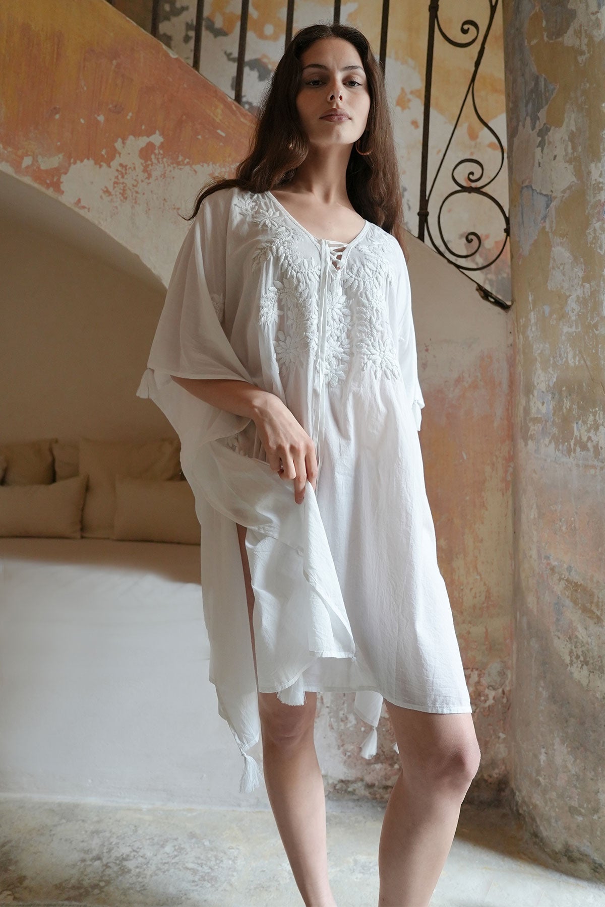 Mystic Embroidered Kaftan White