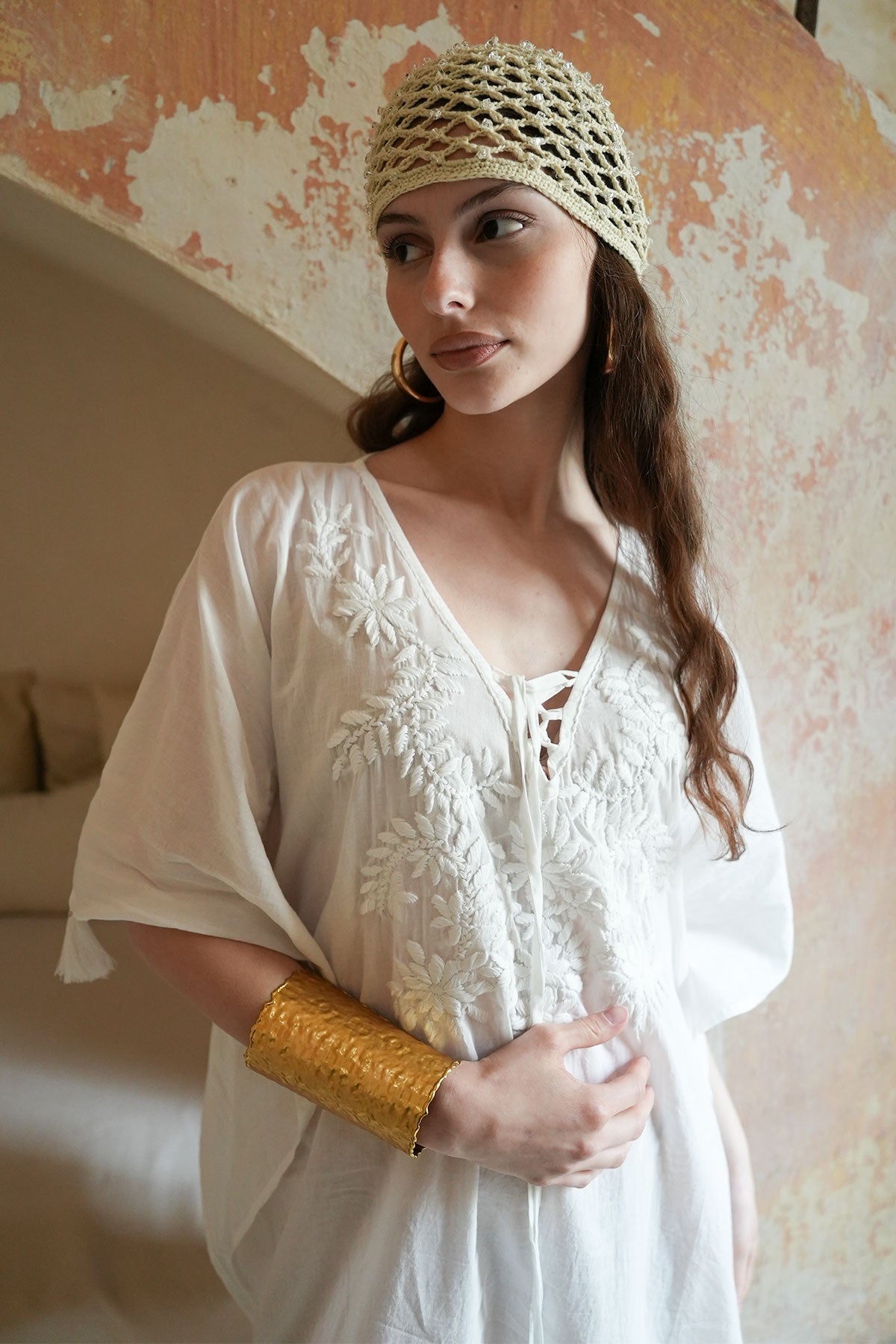 Mystic Embroidered Kaftan White