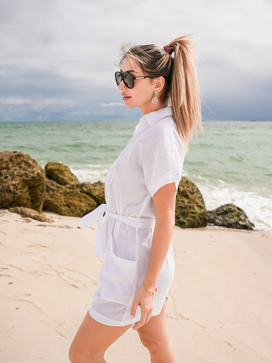 Ethnic Romper White