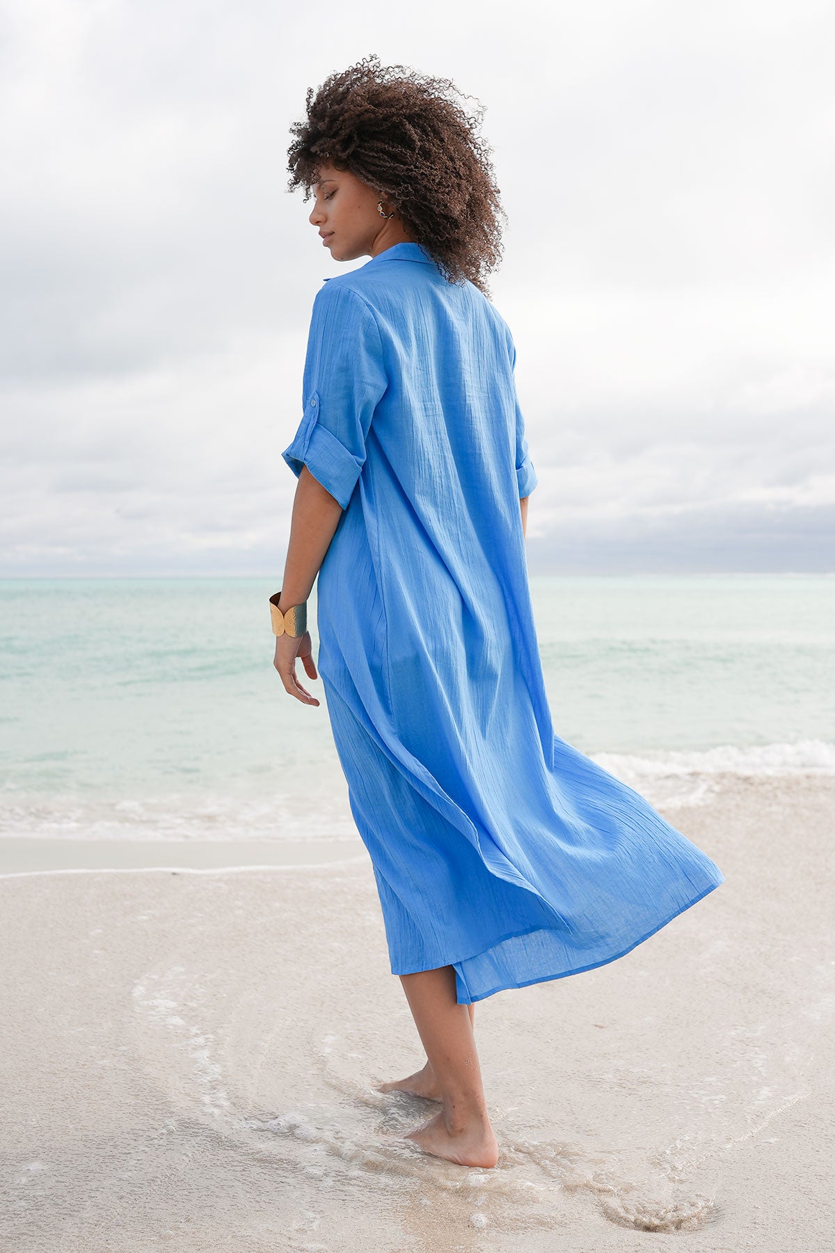 Nila Maxi Shirt Dress Aqua