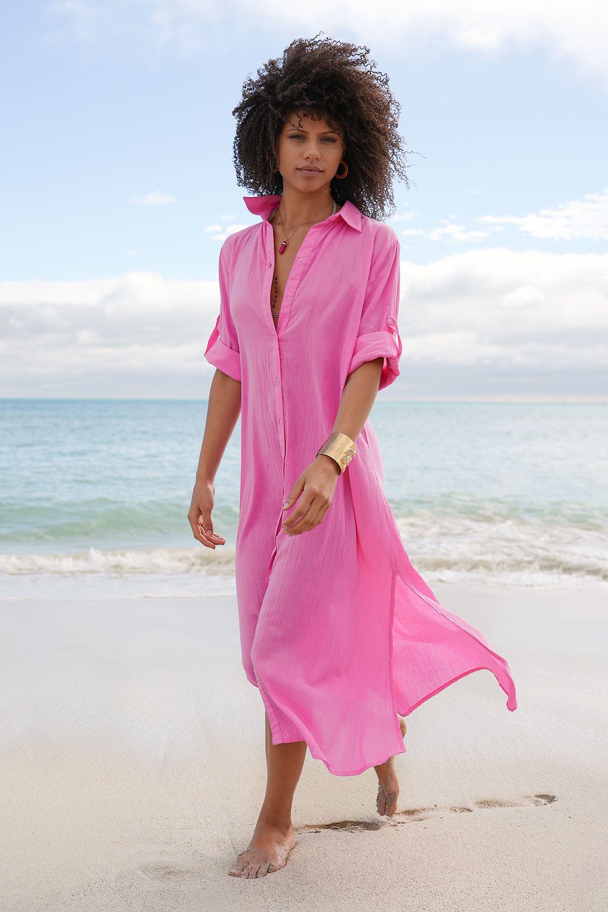 Nila Maxi Shirt Dress Pink