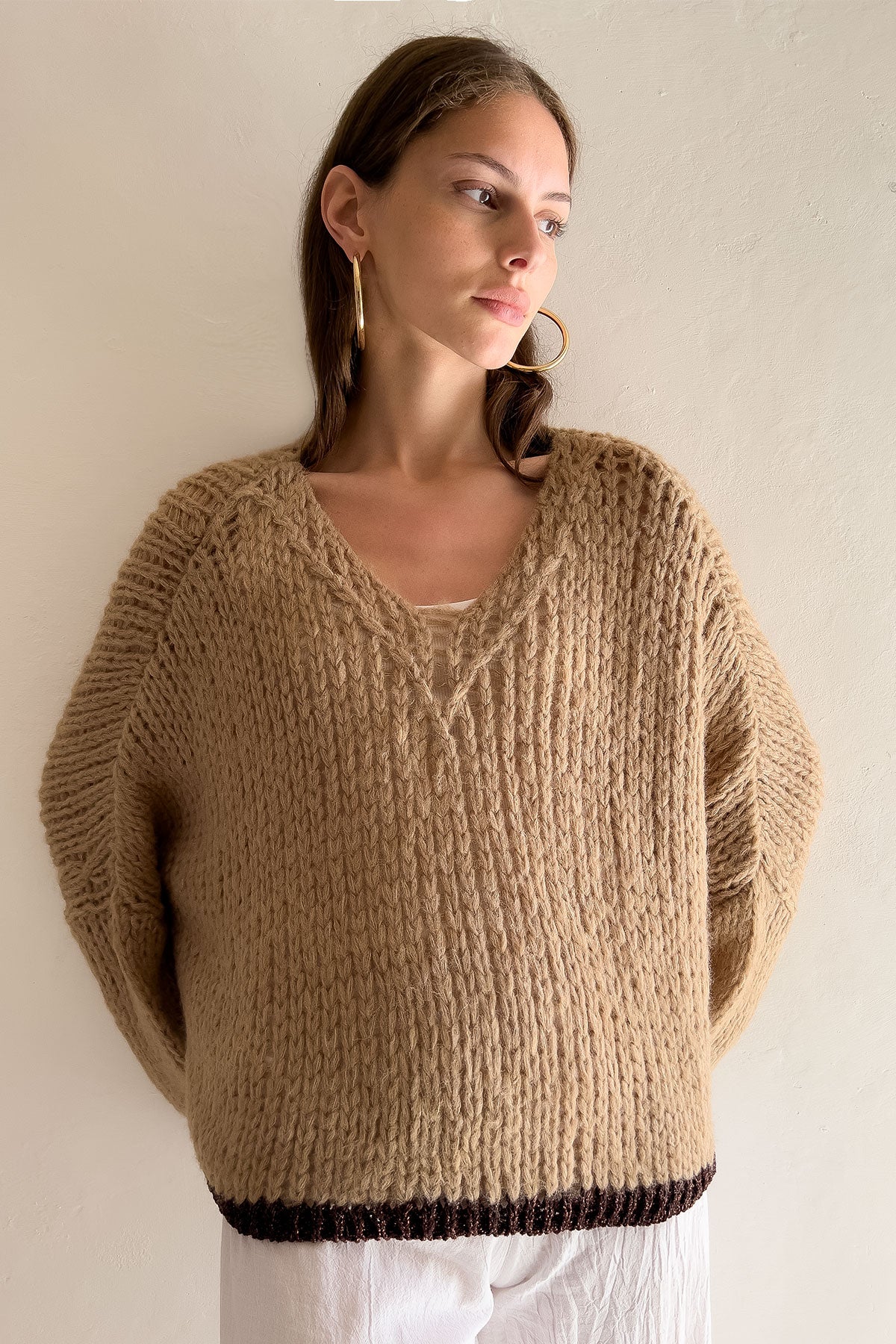 Lula Sweater Camel brown Lurex