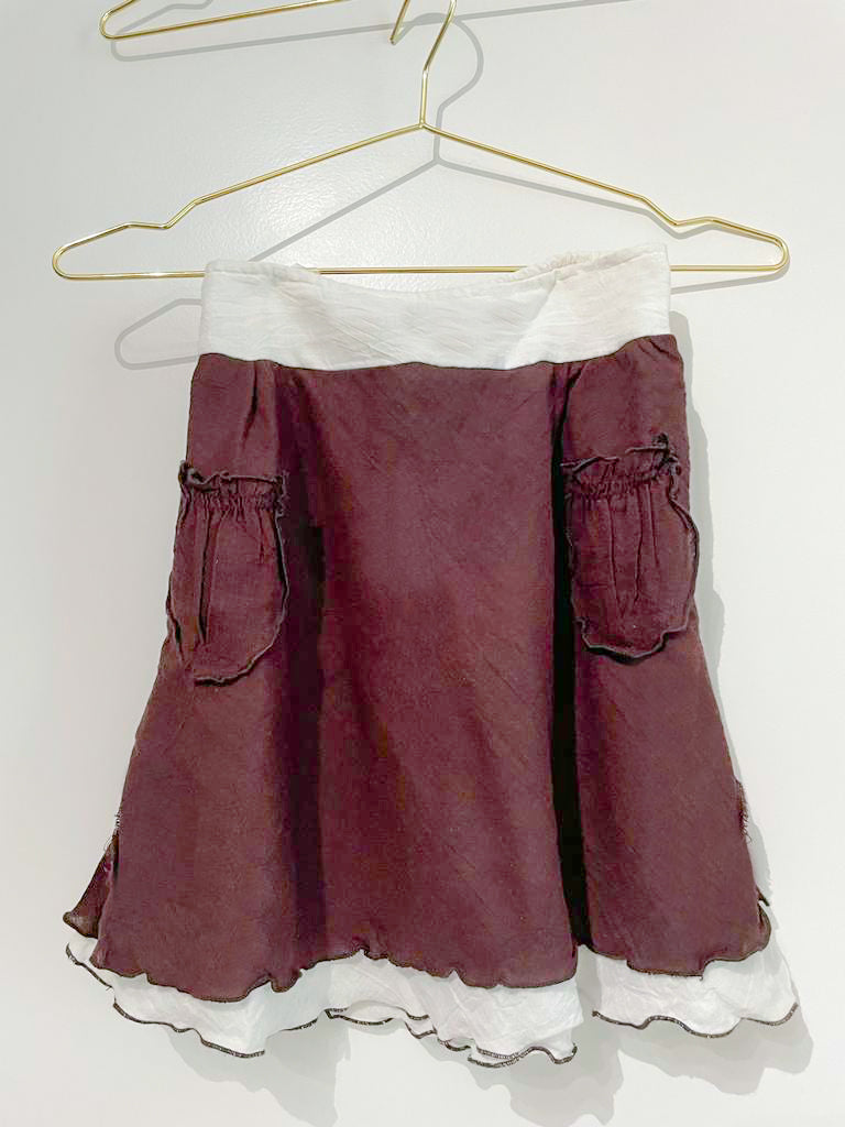 Kids Frill Skirt Espresso & White