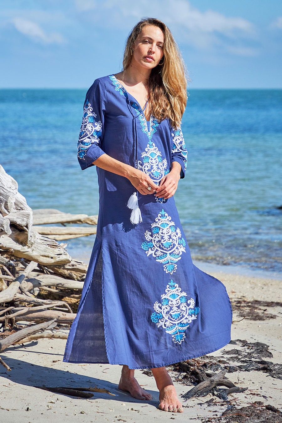 Moni Maxi Tunic Navy Debbie Katz | Boho Resort Fashion Moni Maxi Tunic Navy Debbie Katz | Boho Resort Fashion
