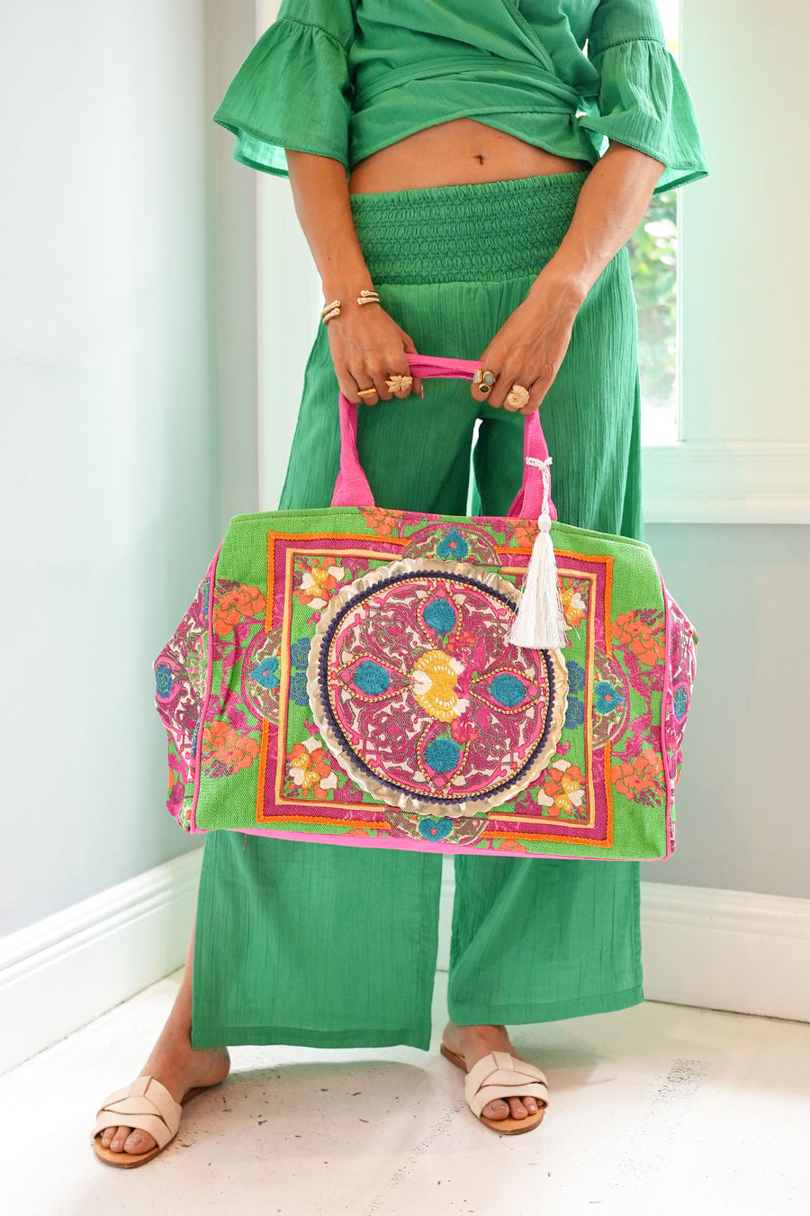 Boho Bag Lurex Green