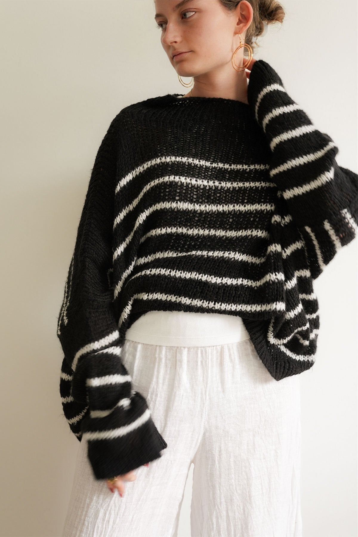 Nella Mock Neck Striped Black