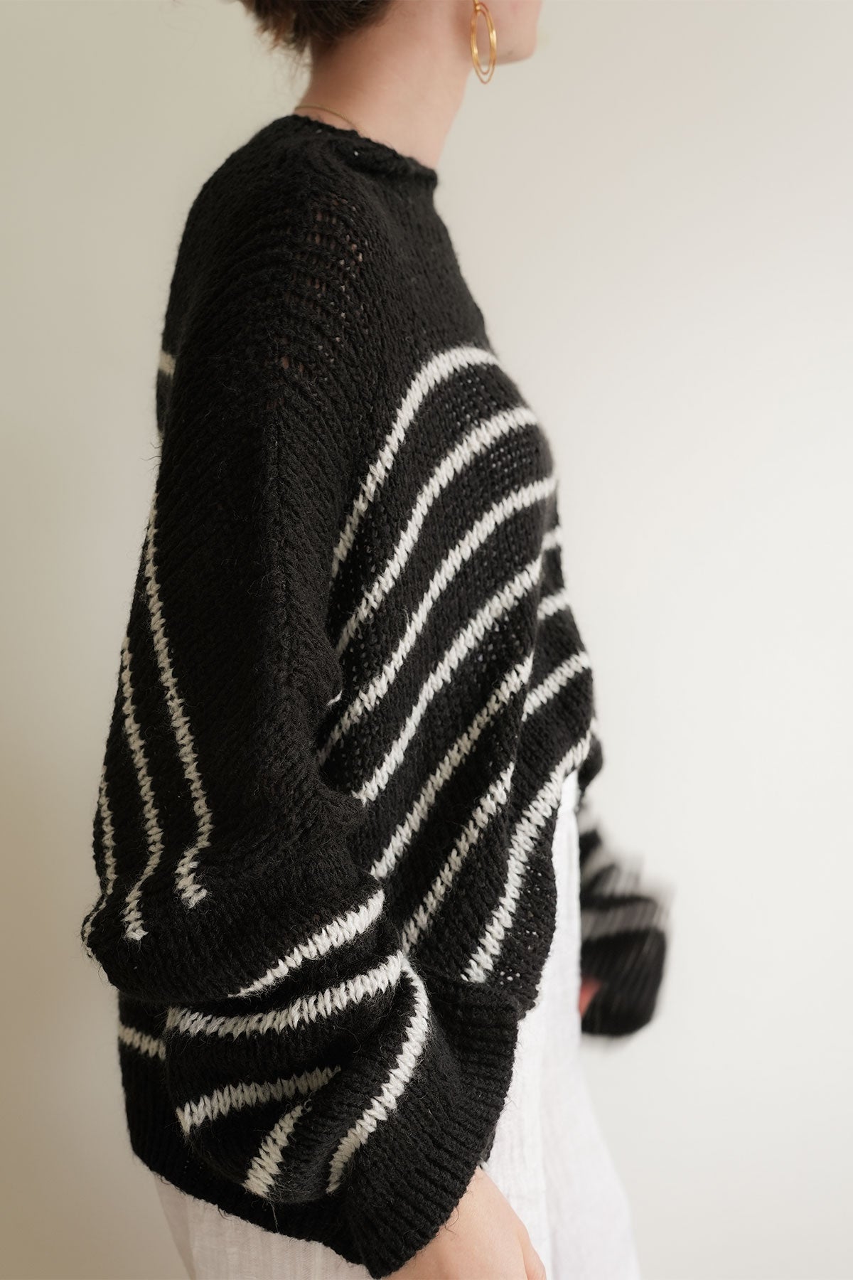 Nella Mock Neck Striped Midnight Navy