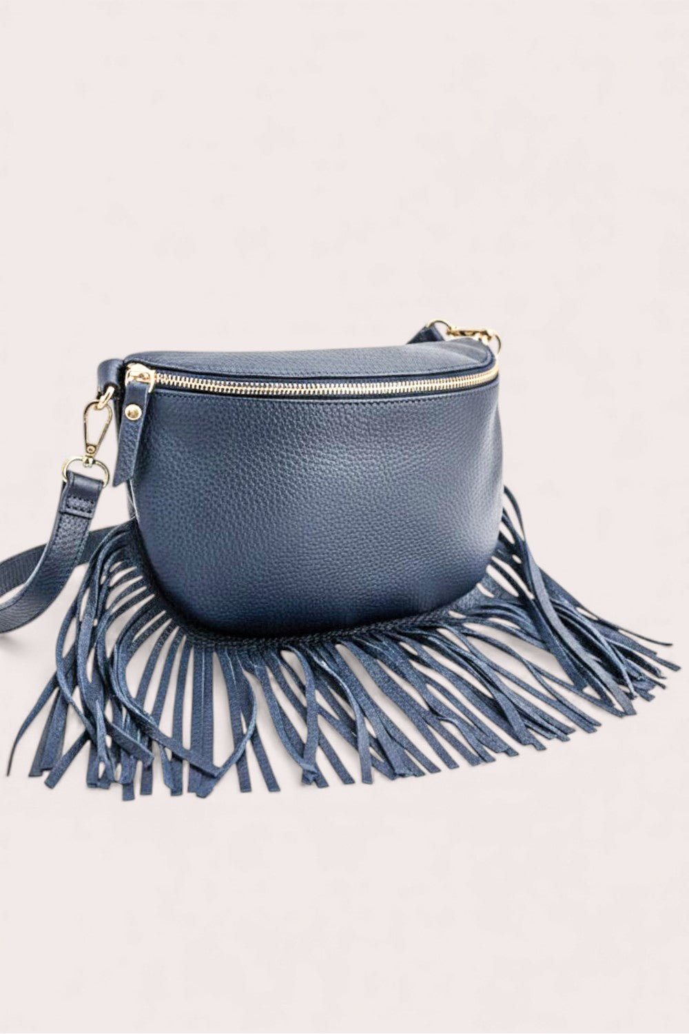 【Lisa Conte】ムートン×トスカーナショルダーバッグ navy 新品 リサ コンテ Lisa Conte' ミディアムサイズムートンバッグ （ダーク