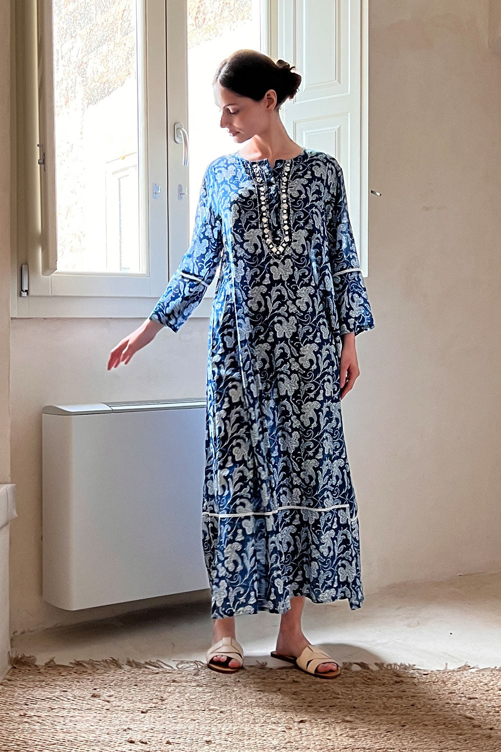 fitted lace wedding dress Women's Blue Oysters Smocked Maxi Dress - The Nantucket Light Blue / Xs main image 1