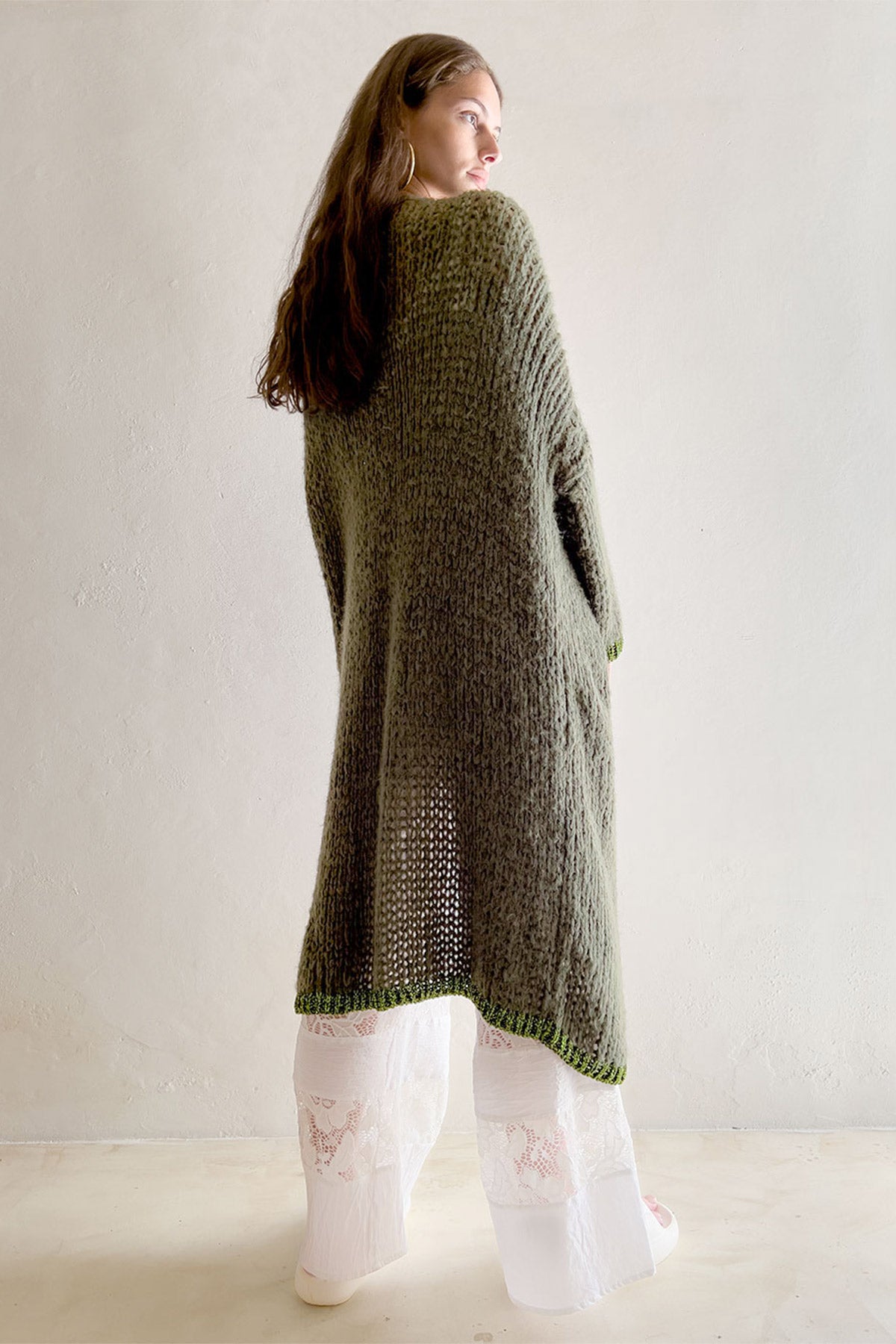 Rose Duster Cardigan Khaki Lurex