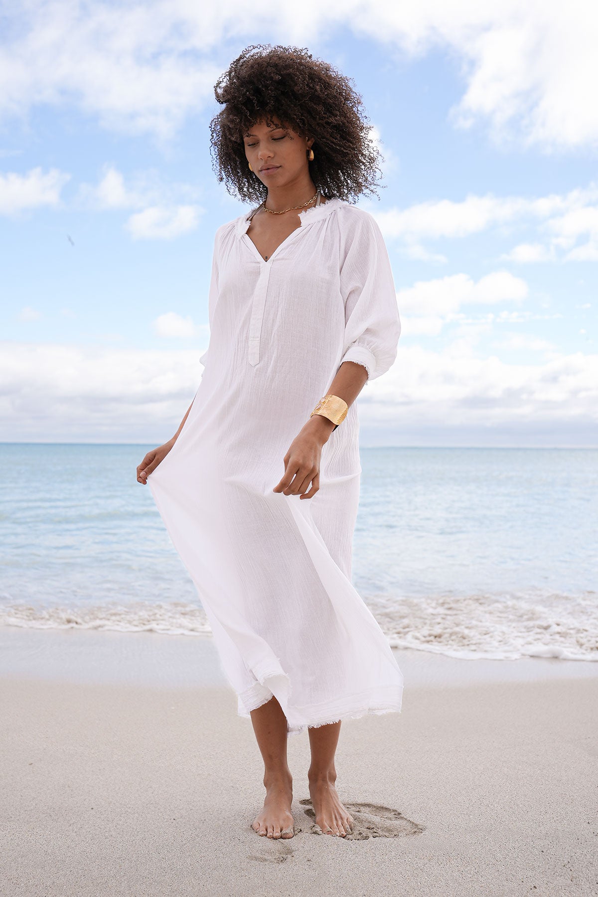 Debbie Katz Suri Maxi Tunic White White Women's Tunic M Debbie Katz Suri Maxi Tunic White White Women's Tunic M