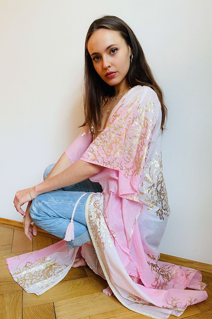 Tally Long Kimono Pinks