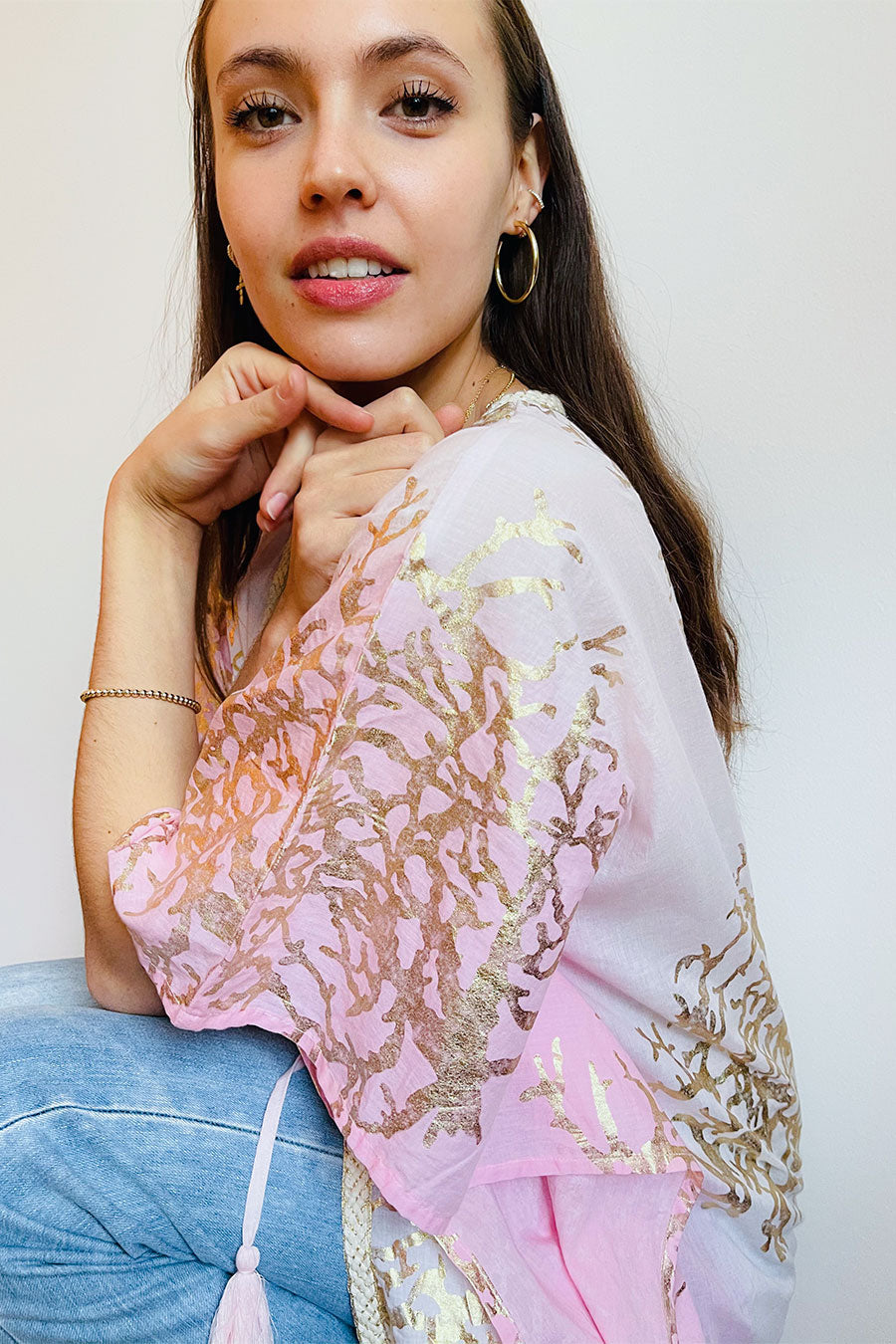 Tally Long Kimono Pinks