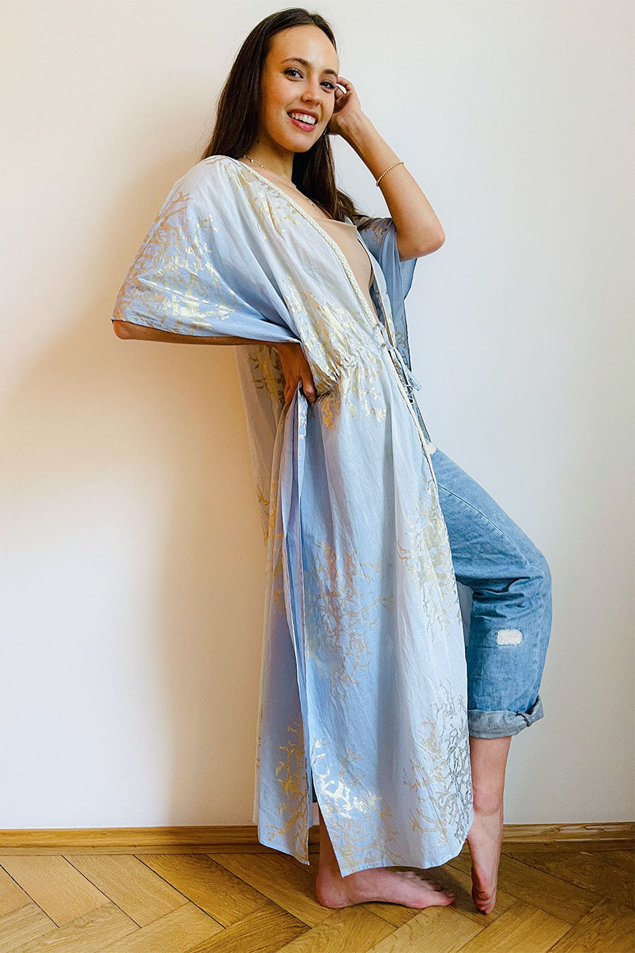 Tally long kimono blues