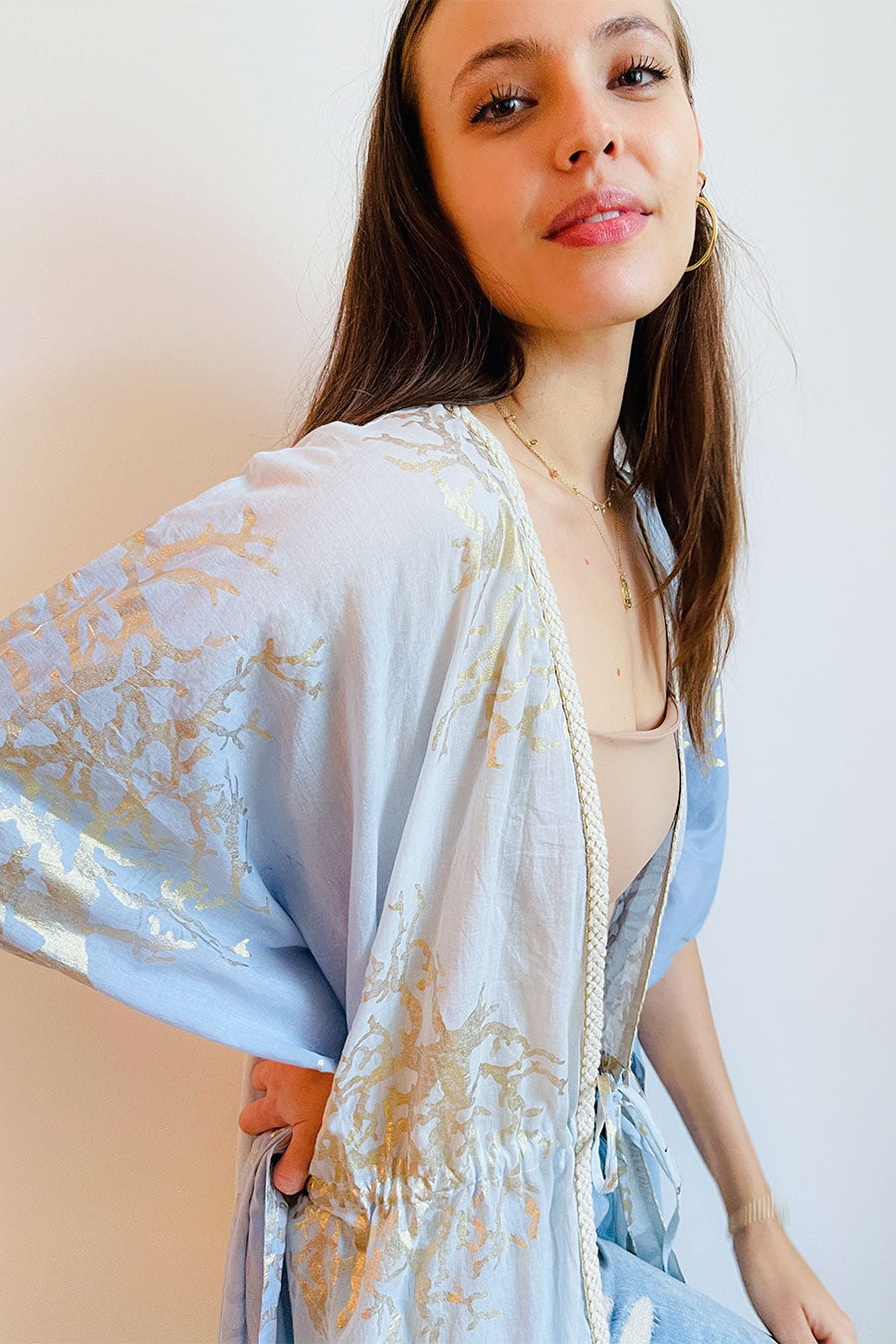 Tally long kimono blues