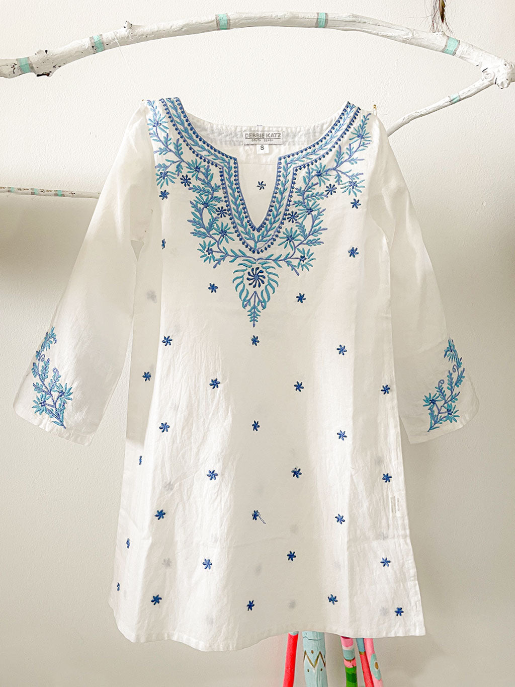 Kids Indira Tunic White & Blue