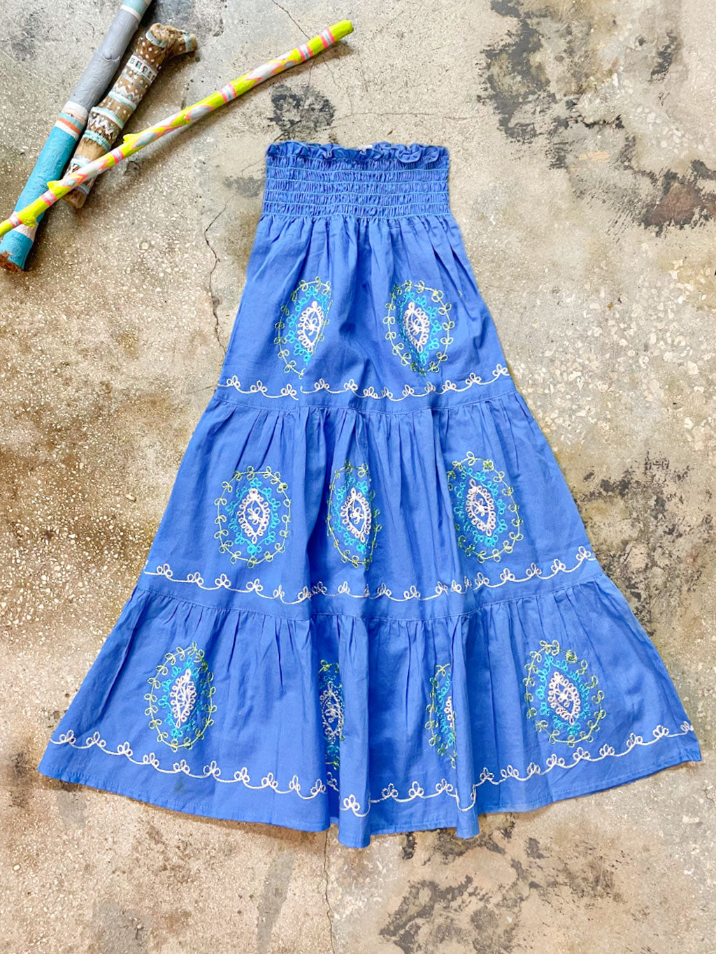 Kids Tiered Boho Maxi Skirt Royal