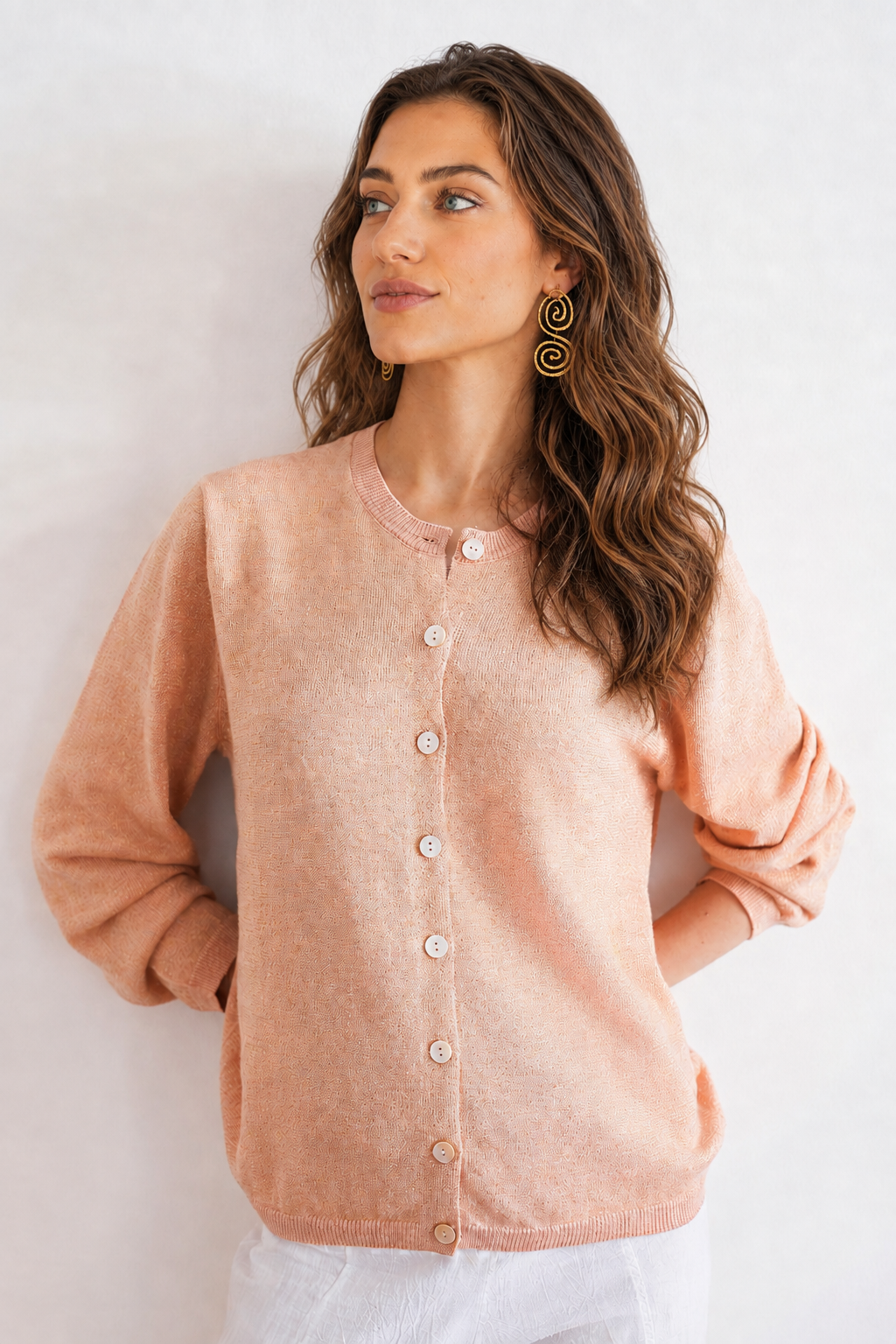 Aura Peach Lurex knitwear