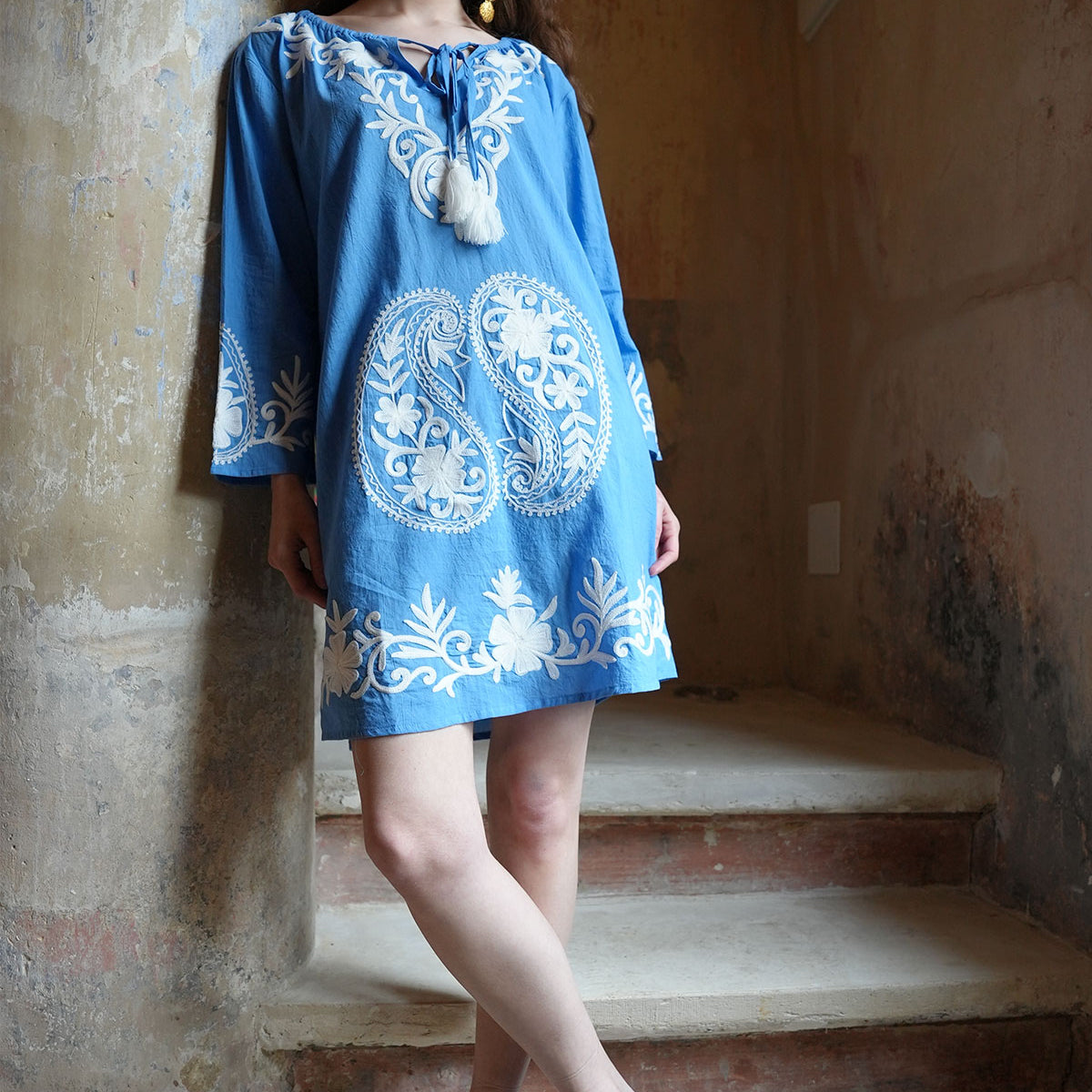 Harmony Embroidered Tunic Blue | Debbie Katz Fashion Miami Harmony Embroidered Tunic Blue | Debbie Katz Fashion Miami