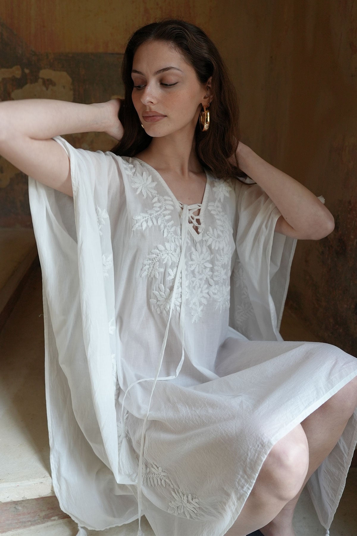 Mystic Embroidered Kaftan White
