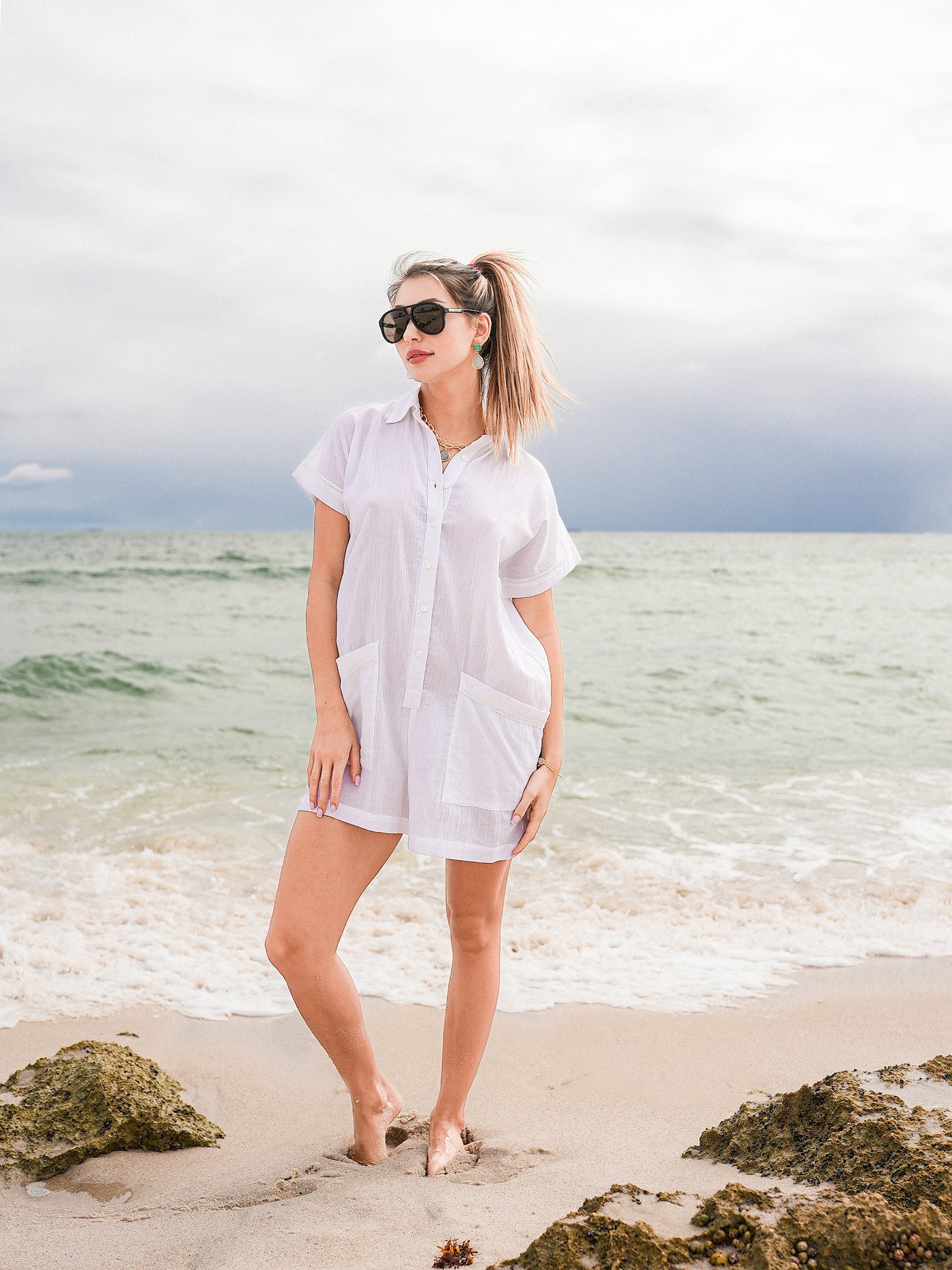 Ethnic Romper White