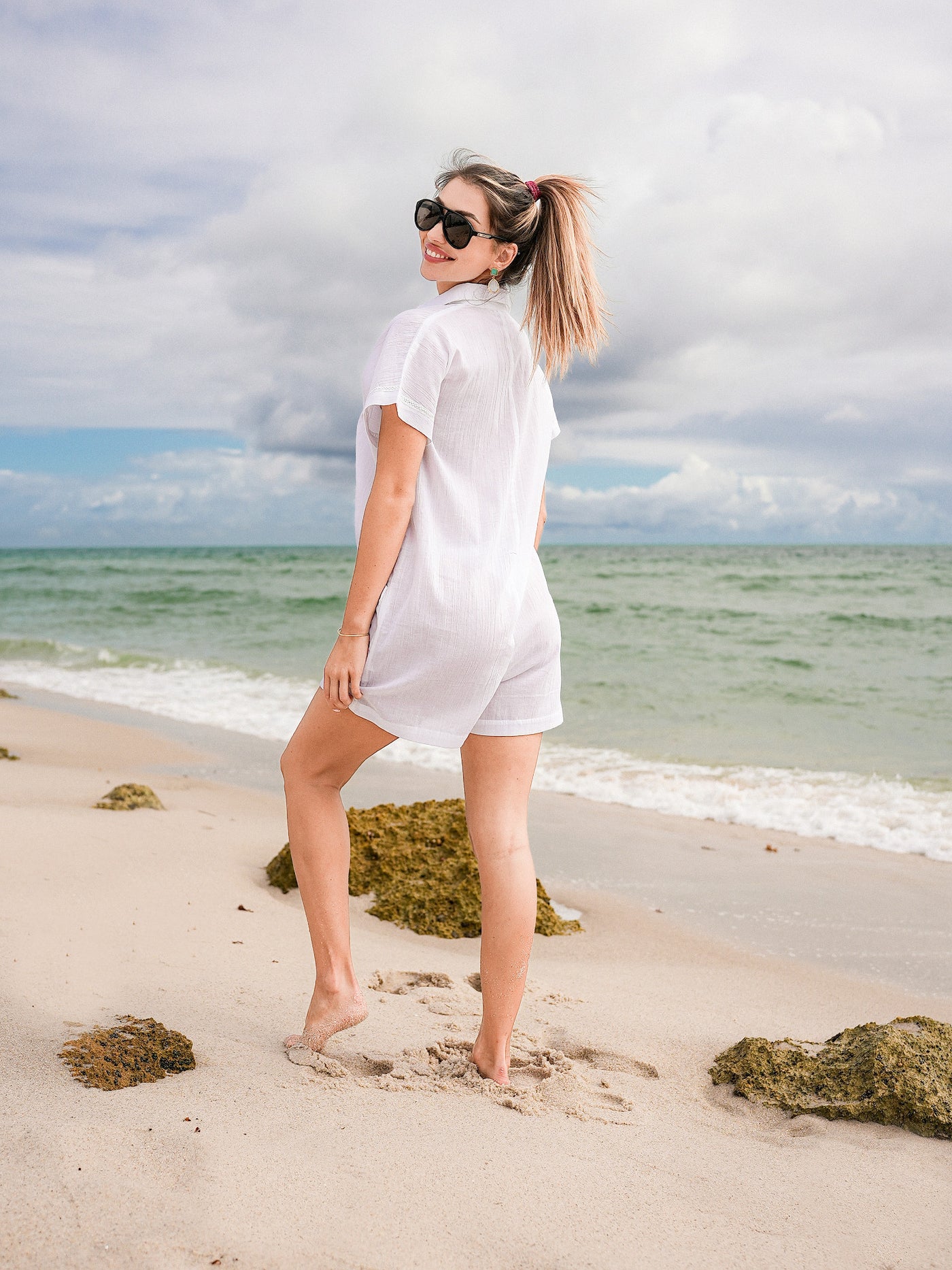 Ethnic Romper White