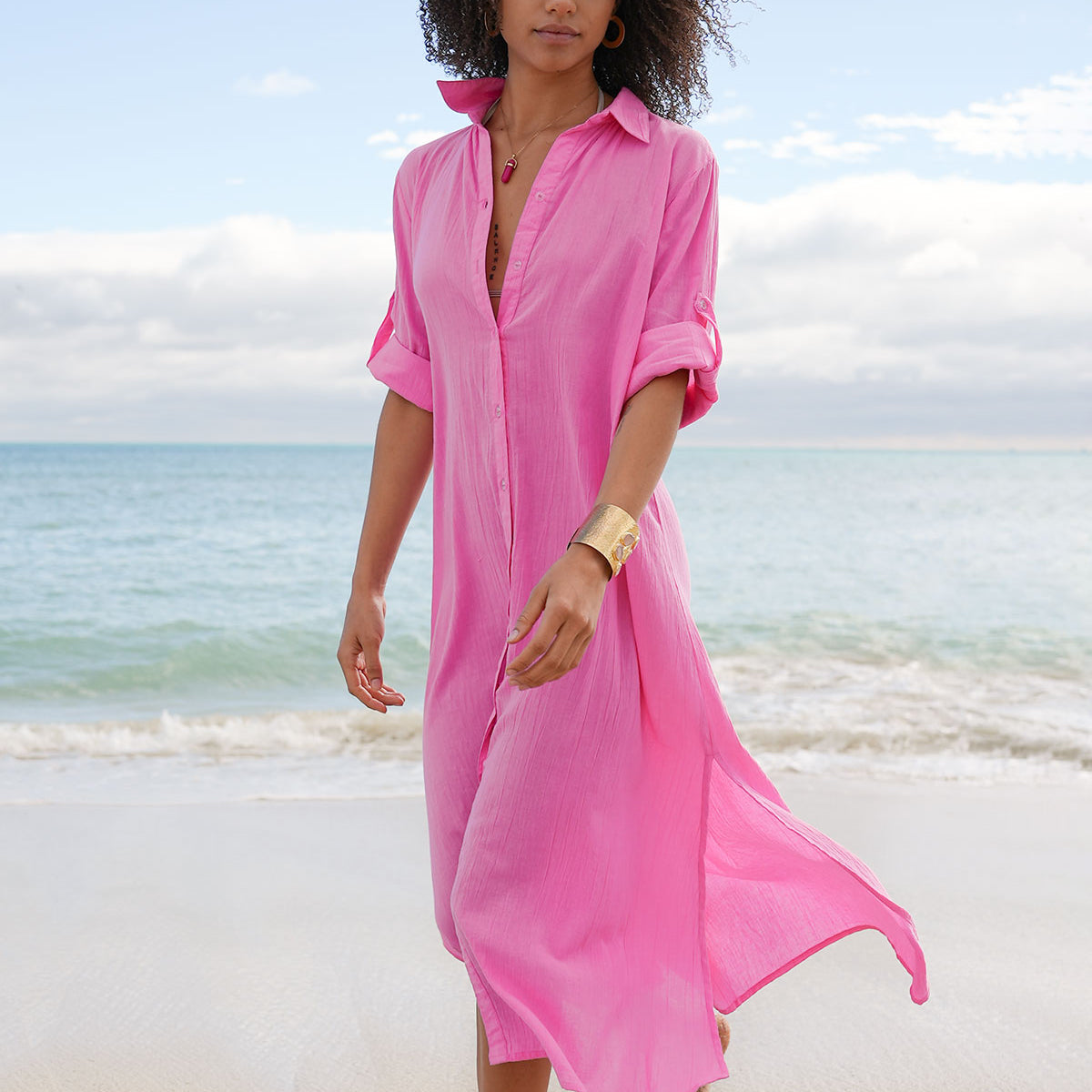 Nila Maxi Shirt Dress Pink – Debbie Katz Resort Fashion