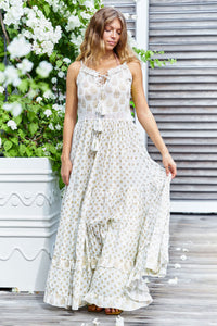 Giulia Block Print Dress Off White