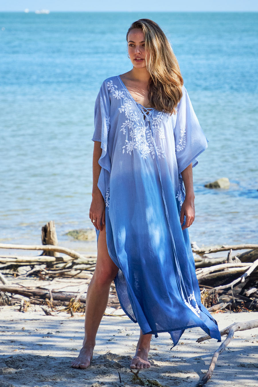 Mystic Maxi Kaftan dip-dye blue
