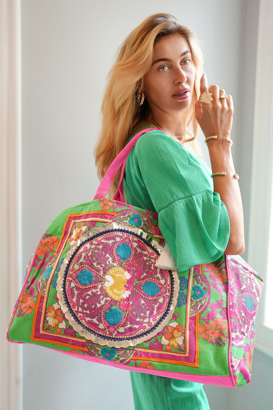 Boho Bag Lurex Green