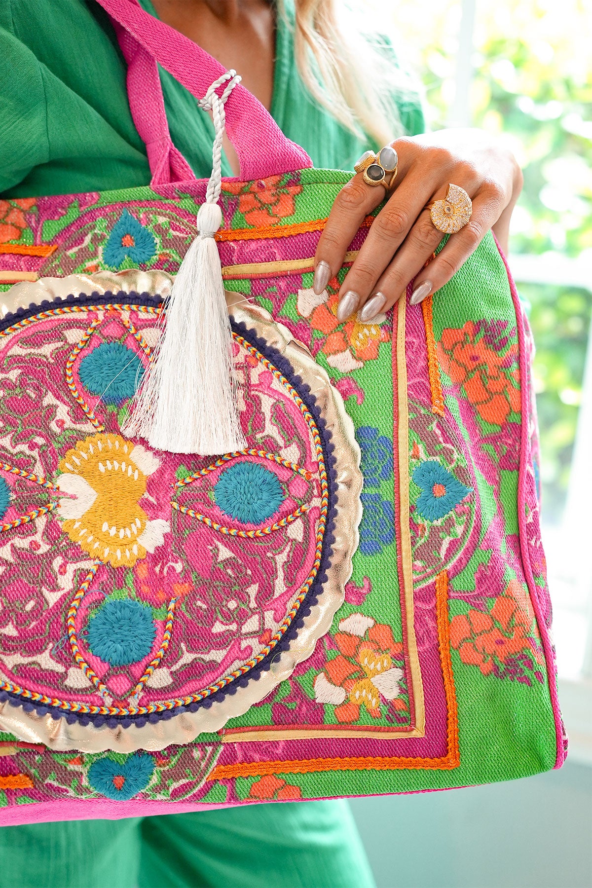 Boho Bag Lurex Green