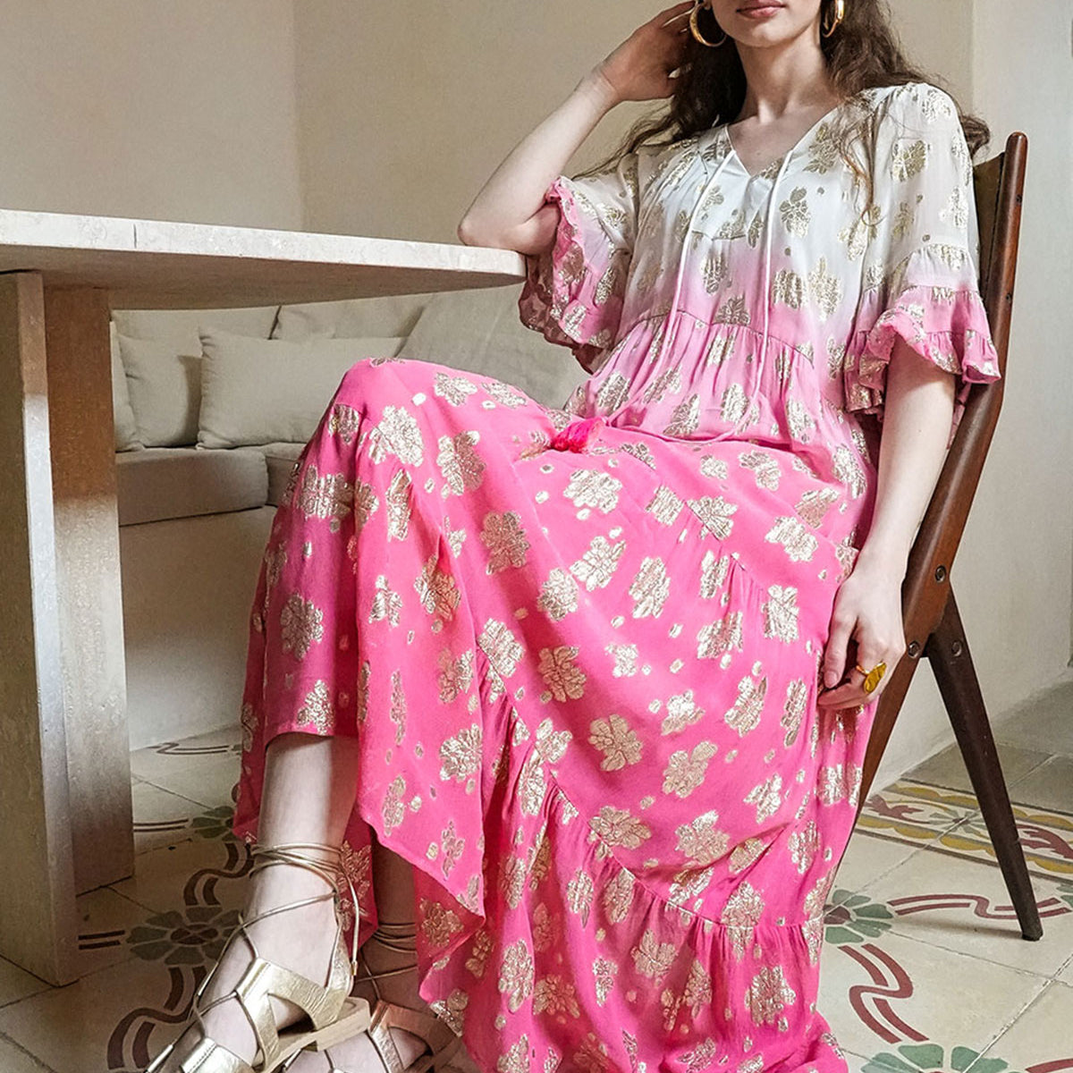 knee length dresses for ladies Bohemian Maxi Dress