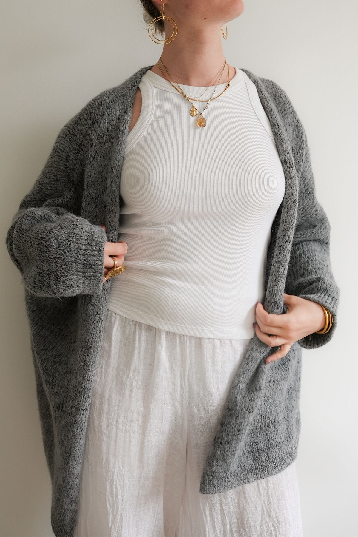 Kyla Cardigan Grey Lurex