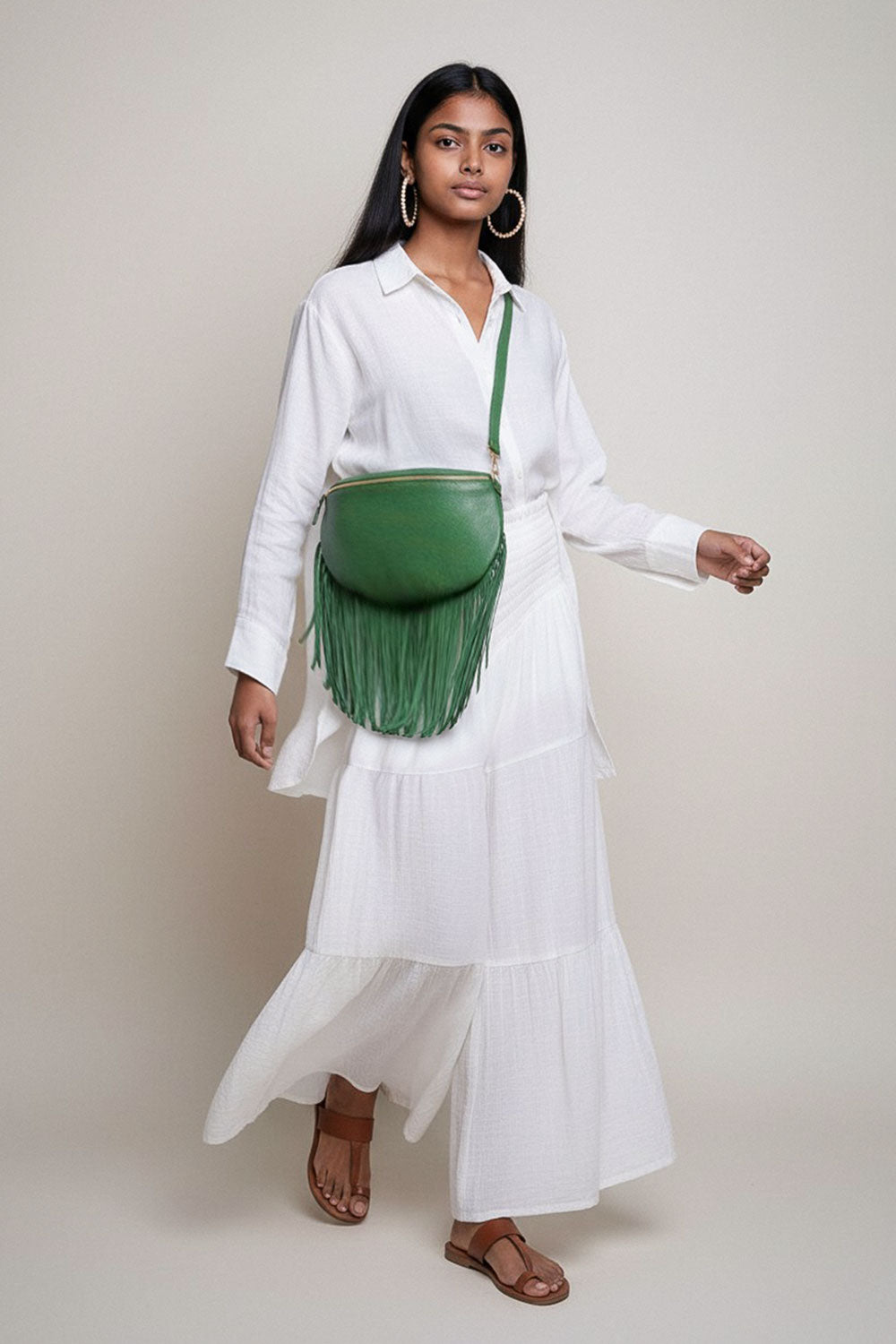 Dolly Fringe Bag Green – Debbie Katz | Italian Designer Bags