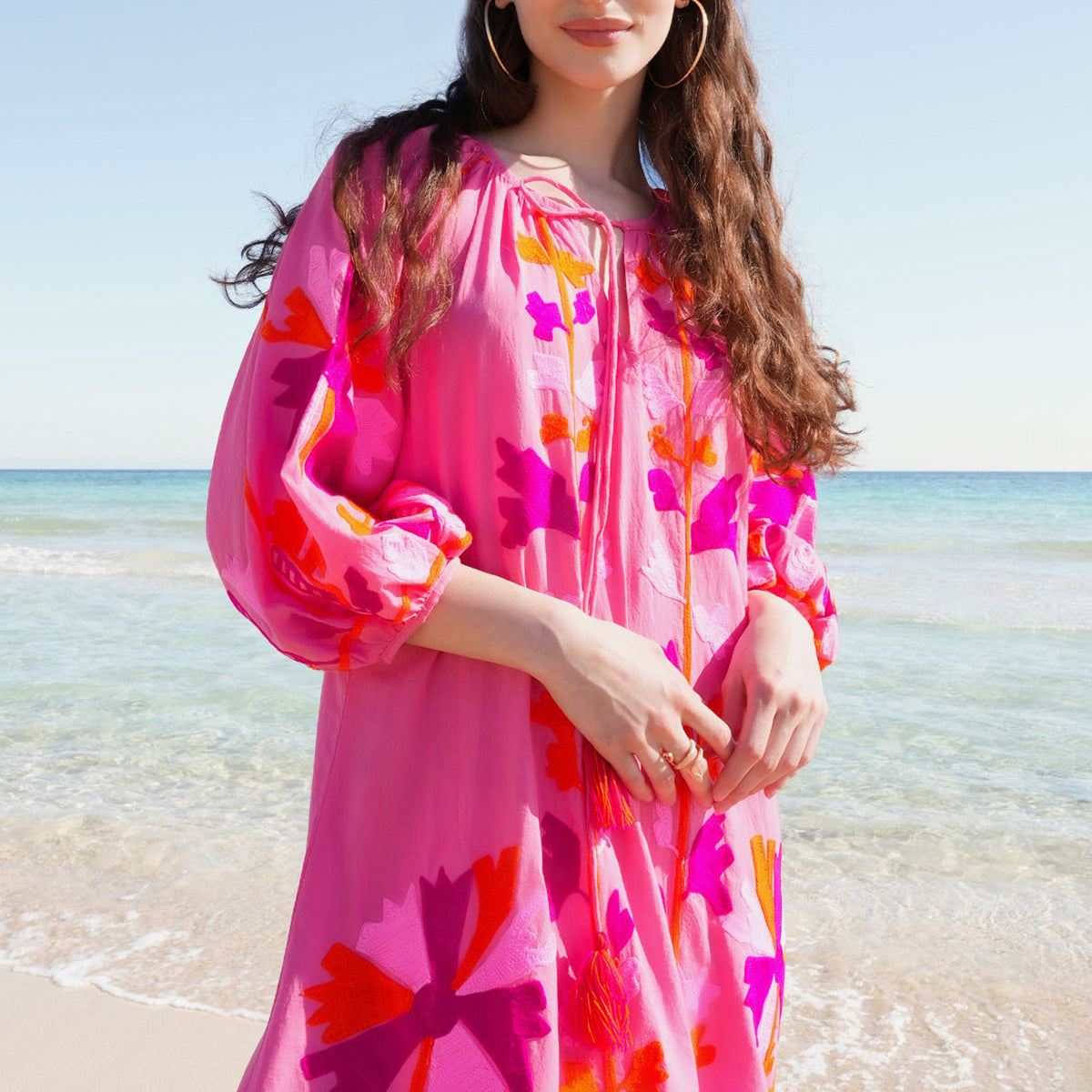joelle maxi dress Joelle Maxi Beach Tunic Fuchsia - Debbie Katz