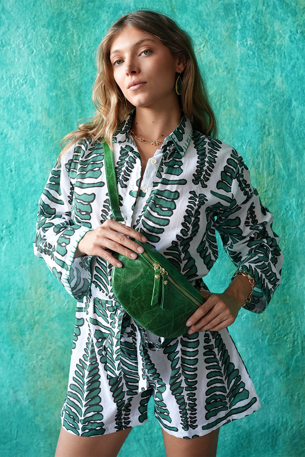 Debbie Katz Shelly Patina Emerald – Women's Leather Bag Beach Resort