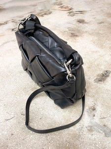 Elsie Woven Leather Handbag Black