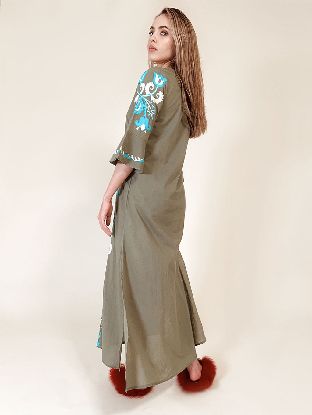 Delilah Maxi Tunic Khaki