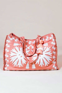 extra large canvas bag with bohemian embroidery by Debbie Katz
