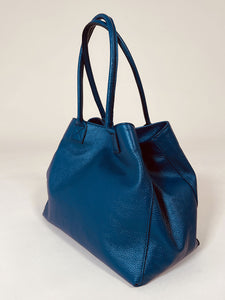 Luxury Leather Tote Bag | Ocean Blue