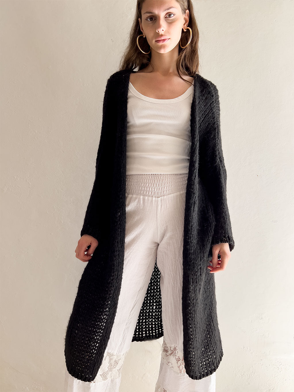 Rose Duster Cardigan (Black)